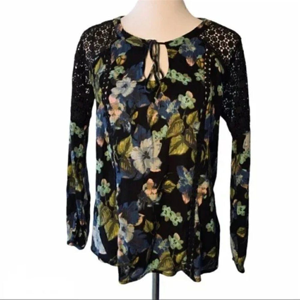 Jessica Simpson Livia Lace Peasant Top size S